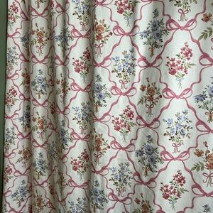 Floral Patterned Curtain with Pink Accents